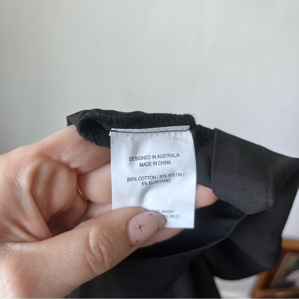 Petal & Pup Cabello Black One Shoulder Puff Slevee Mini Dress S - Picture 12 of 13